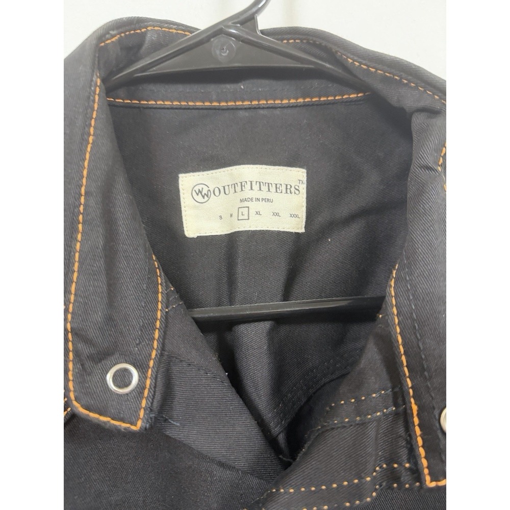 Western Welder Welding Shirt Mens Large Black Orange Snap Front 1 Defective Snap - Picture 3 of 4